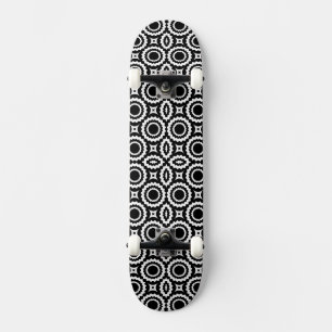 Cute black white zigzag circles design skateboard