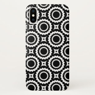 Cute black white zigzag circles pattern iPhone x case