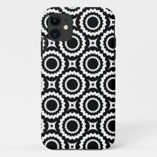 Cute black white zigzag circles pattern iPhone 11 case
