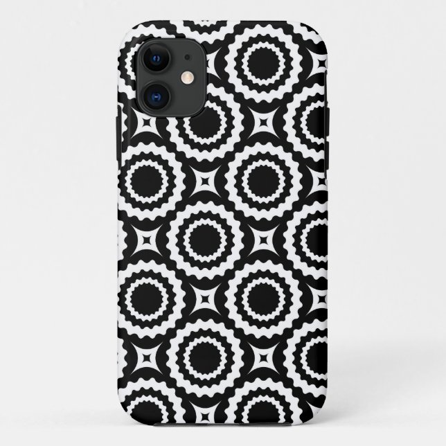 Cute black white zigzag circles pattern Case-Mate iPhone case (Back)