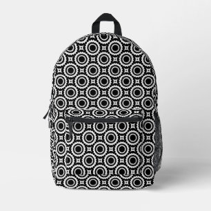 Cute black white zigzag circles pattern printed backpack