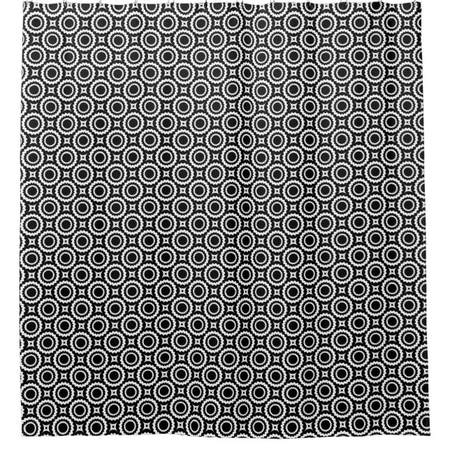 Cute black white zigzag circles pattern shower curtain (Front)