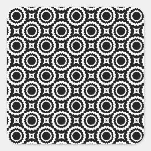 Cute black white zigzag circles pattern square sticker
