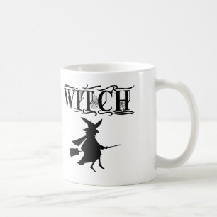 Cute Black Wicked Flying Witch Halloween  Coffee Mug
