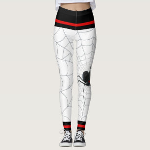 Cute Black Widow Spider and Web Leggings