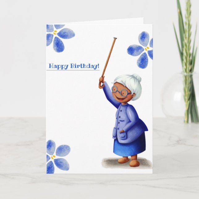 Cute Black Woman Grandma Happy Birthday Card (Front)