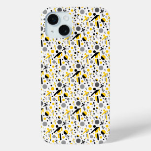 Cute black yellow football silhouette pattern iPhone 15 mini case