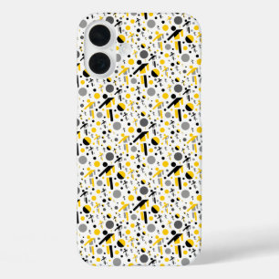 Cute black yellow football silhouette pattern iPhone 16 plus case