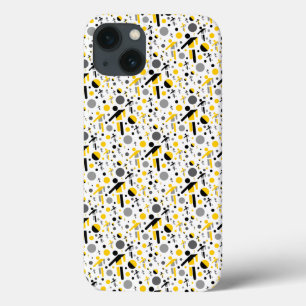 Cute black yellow football silhouette pattern iPhone 13 case