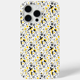 Cute black yellow football silhouette pattern iPhone 15 pro max case