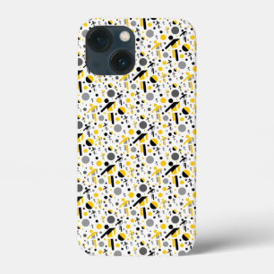Cute black yellow football silhouette pattern iPhone 13 mini case