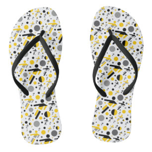 Cute black yellow football silhouette pattern flip flops