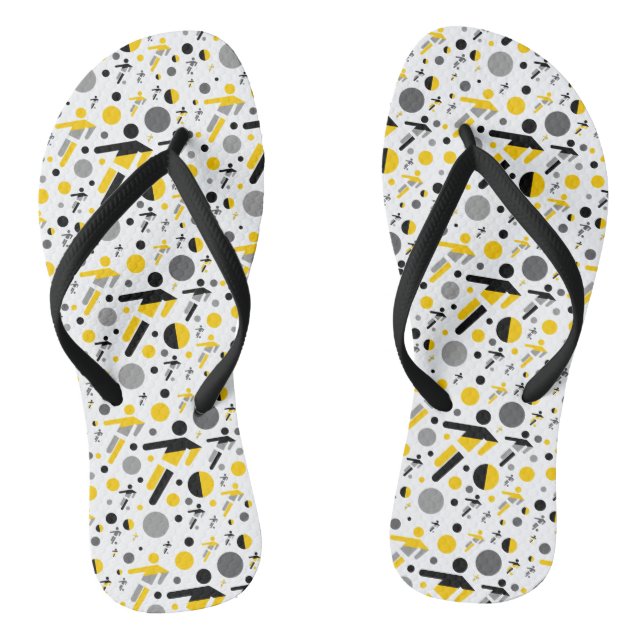 Cute black yellow football silhouette pattern flip flops (Footbed)