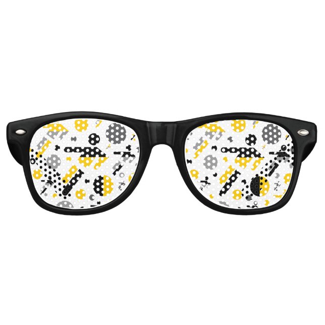 Cute black yellow football silhouette pattern retro sunglasses (Front)