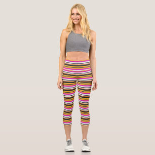 Cute black yellow stripes capri leggings