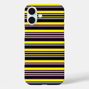 Cute black yellow stripes iPhone 16 plus case