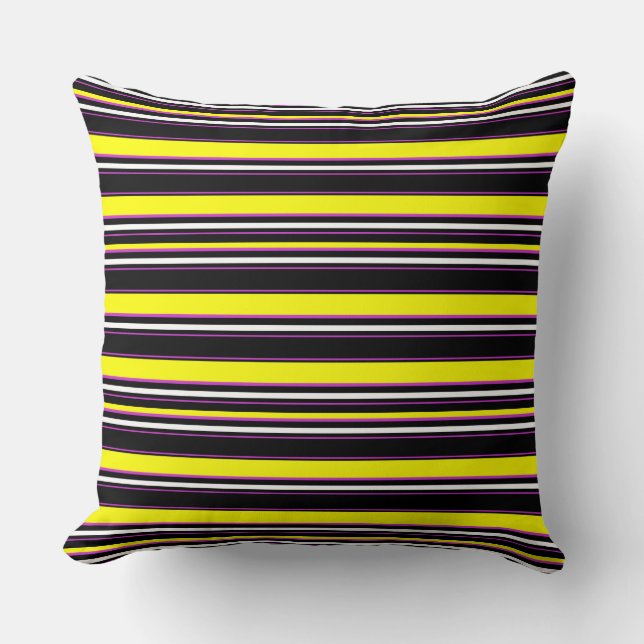 Cute black yellow stripes cushion (Front)