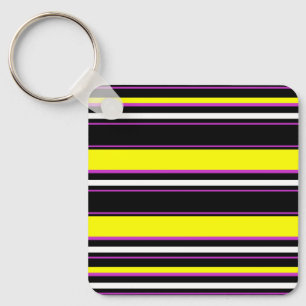 Cute black yellow stripes key ring