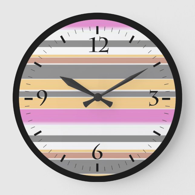 Cute black yellow stripes large clock (Front)
