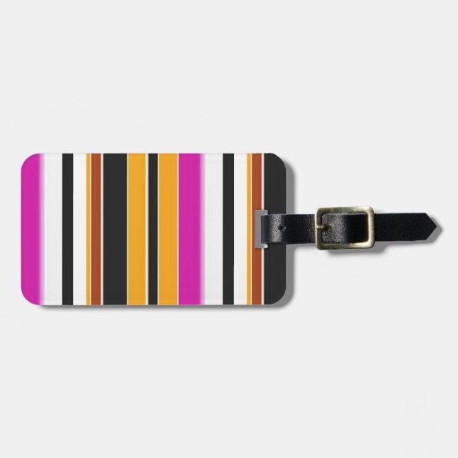 Cute black yellow stripes luggage tag (Front Horizontal)