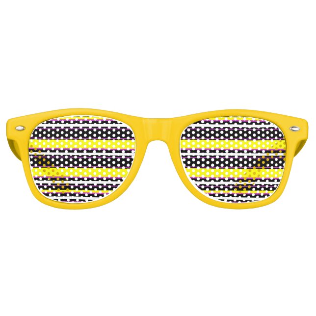 Cute black yellow stripes retro sunglasses (Front)