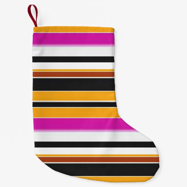 Cute black yellow stripes small christmas stocking (Front)