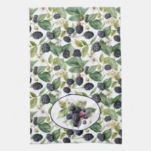 Cute Blackberries Watercolor  Tea Towel
