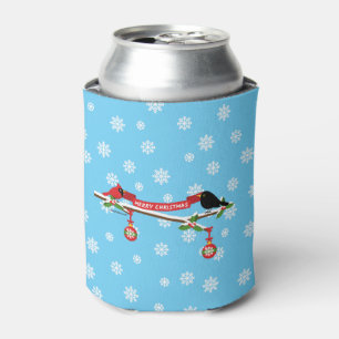 Cute Blackbird And Cardinal On Branch - MERRY XMAS Can Cooler