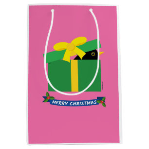 Cute Blackbird Peeking Out Of A Gift Box Medium Gift Bag