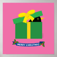 Cute Blackbird Peeking Out Of A Gift Box