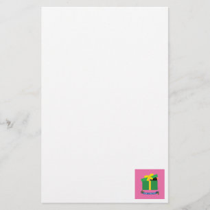 Cute Blackbird Peeking Out Of A Gift Box Stationery