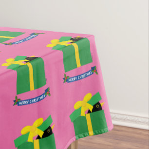 Cute Blackbird Peeking Out Of A Gift Box Tablecloth