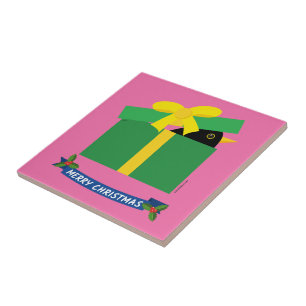 Cute Blackbird Peeking Out Of A Gift Box Tile