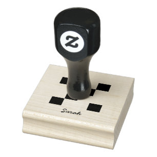 Cute Blackbird Peeking Out Of Gift Box Custom Name Rubber Stamp
