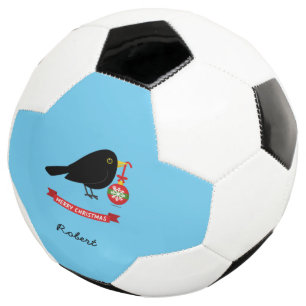 Cute Blackbird With A Christmas Ball Custom Name
