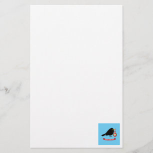Cute Blackbird With A Christmas Ball Stationery