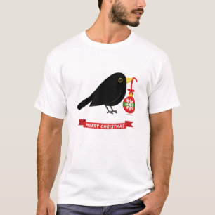 Cute Blackbird With A Christmas Ball T-Shirt