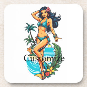 Cute Blackhaired Bikini Beach Girl Thunder_Cove Coaster