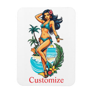 Cute Blackhaired Bikini Beach Girl Thunder_Cove Magnet
