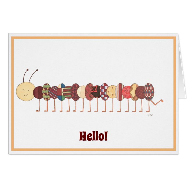 Cute Blank Notecard-Caterpillar #2-Personalise It! (Front Horizontal)