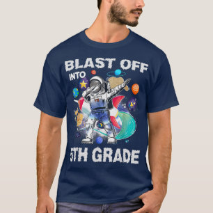 Cute Blast Off Into 5th Grade Astronaut Space Back T-Shirt