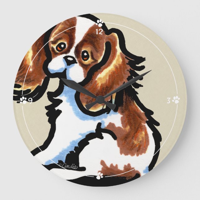 Cute Blenheim CKCS Large Clock (Front)