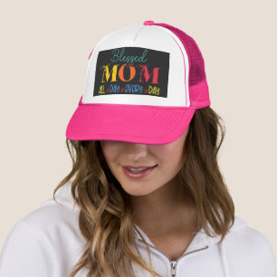 Cute Blessed MOM All Day Every Day Colorful Trucker Hat