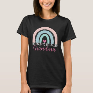 Cute Blessed To Be Called Grandma Boho Rainbow Mum T-Shirt