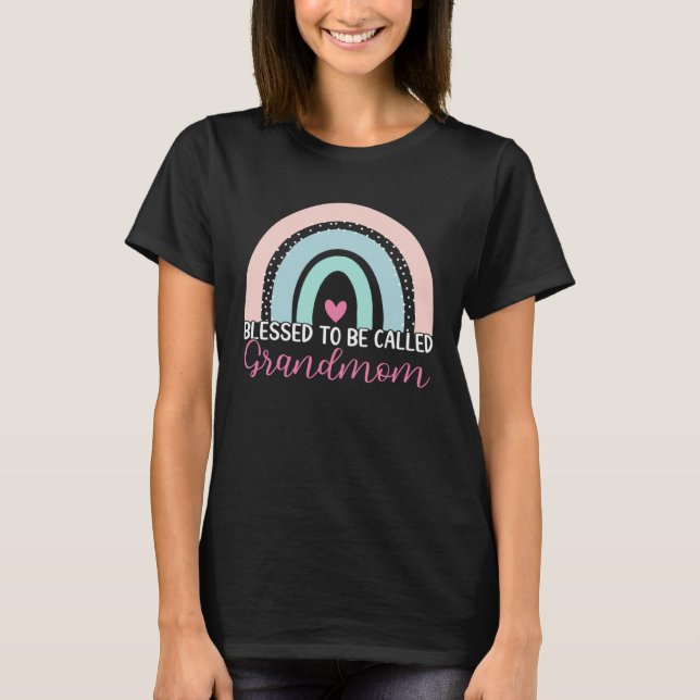 Cute Blessed To Be Called Grandmom Boho Rainbow Mo T-Shirt (Front)
