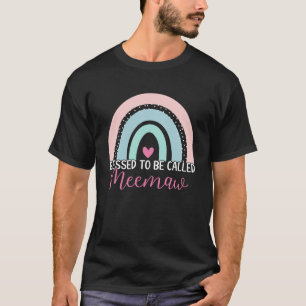 Cute Blessed To Be Called Meemaw Boho Rainbow Mom T-Shirt