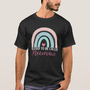 Cute Blessed To Be Called Meemaw Boho Rainbow Mum T-Shirt