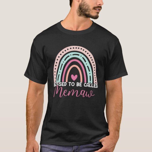 Cute Blessed To Be Called Memaw Rainbow Mom Grandm T-Shirt (Front)