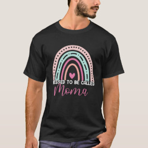 Cute Blessed To Be Called Moma Rainbow Mum Grandma T-Shirt