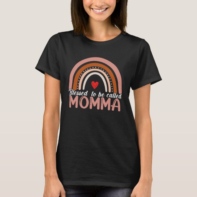 Cute Blessed To Be Called Momma Rainbow Women Moth T-Shirt (Front)